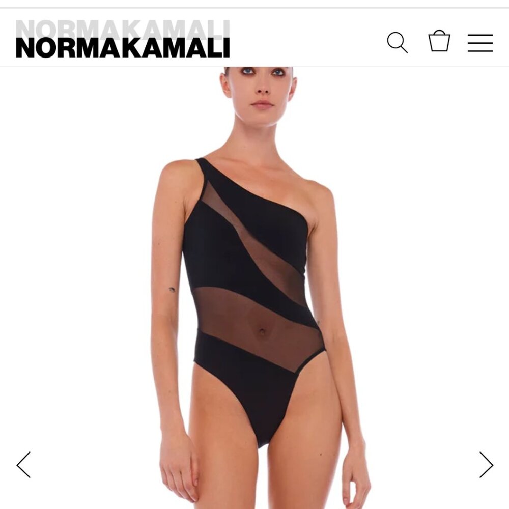 Norma Kamali Black One Shoulder Swimsuit